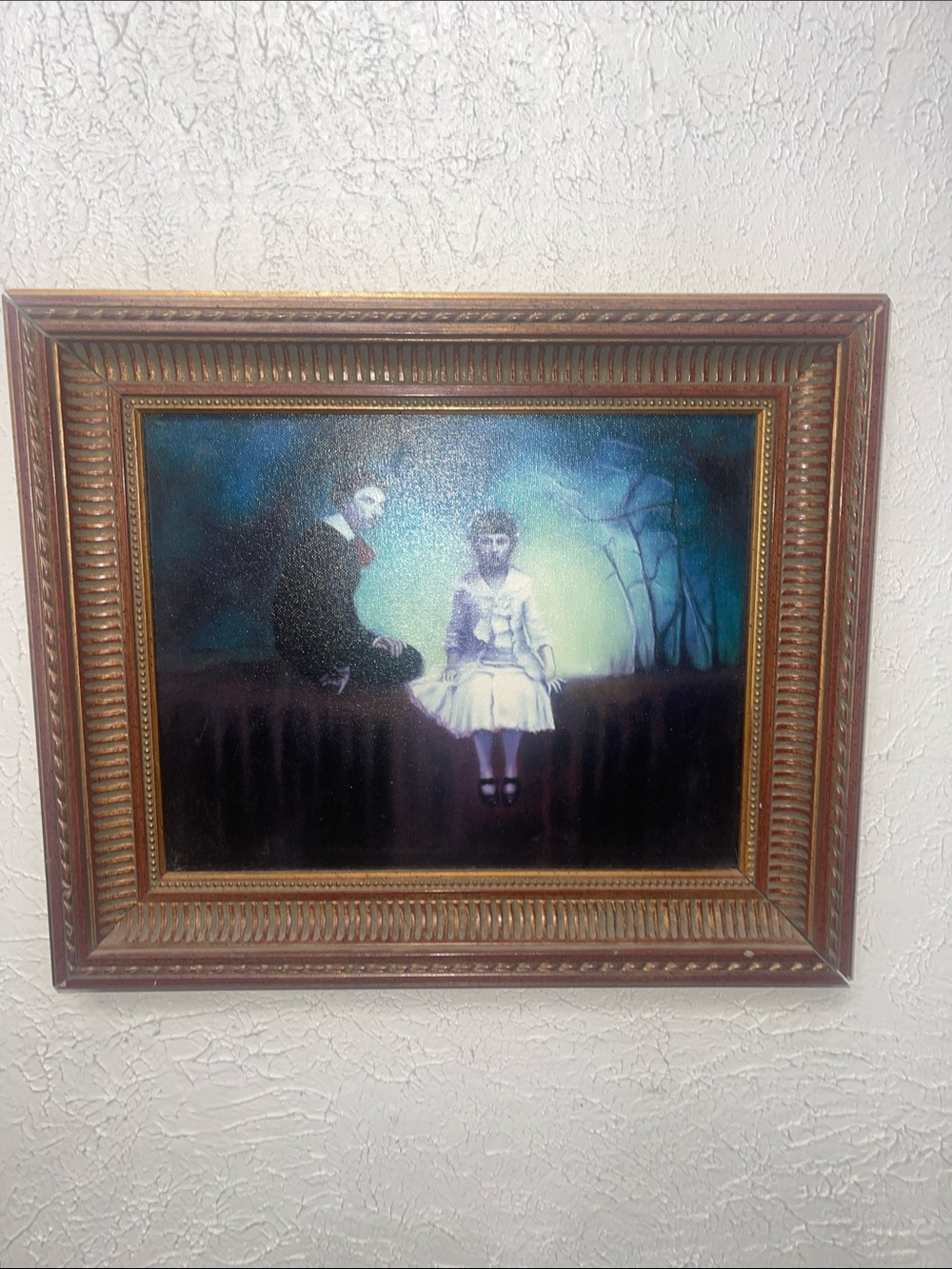 Gothic Victorian Children Grave Art Print Ornate Gold Frame Dark Academia 18x15”